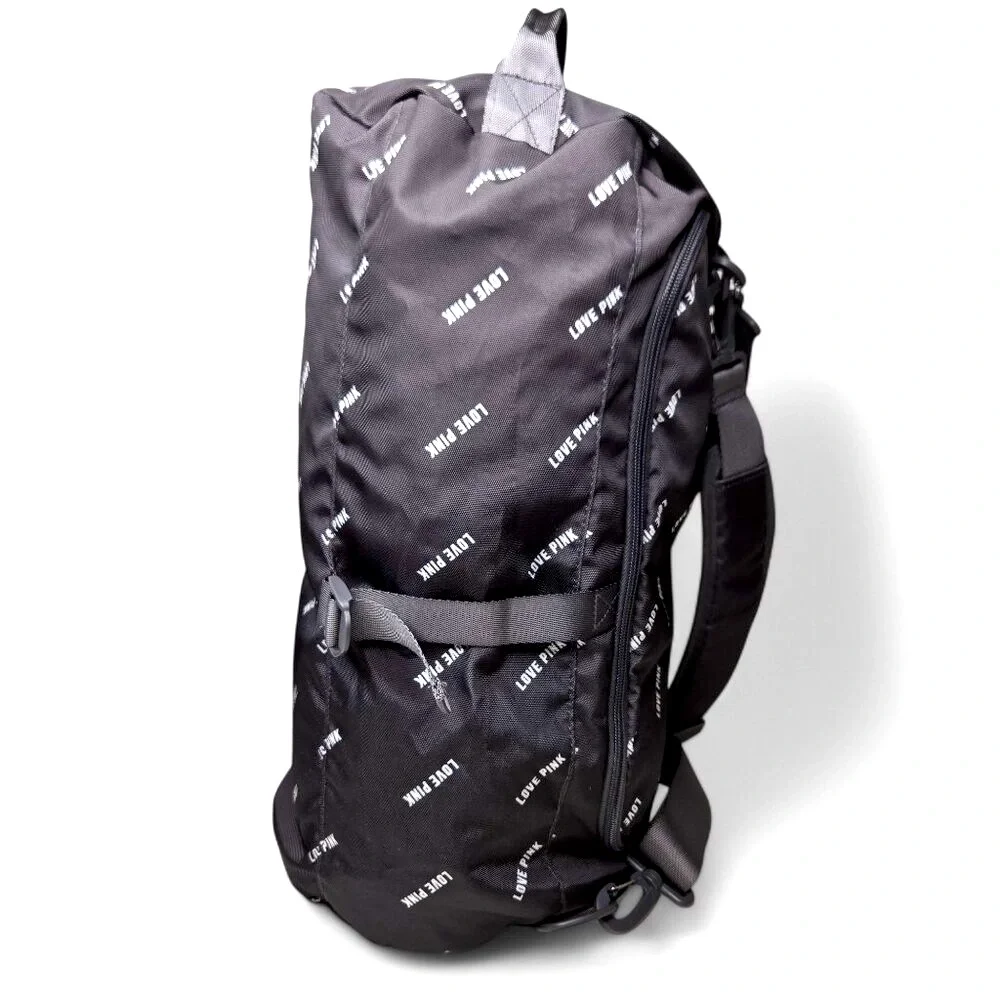 Victoria's Secret Pink Convertible Back Pack x Duffle Bag Grey Canvas Workout